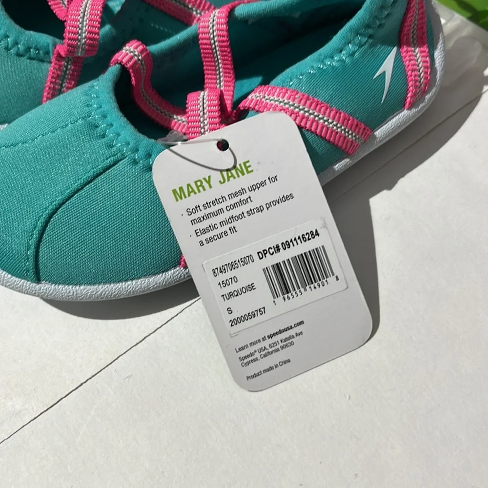 🌟NWT🌟 Speedo Toddler Mary Jane Girls Water Shoes - Turquoise kids sz small 5 6